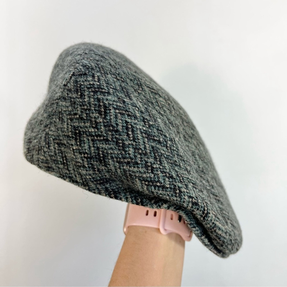 Vintage KANGOL made in Great Britain teal black grey tweed newsboy baker boy cap main image 4